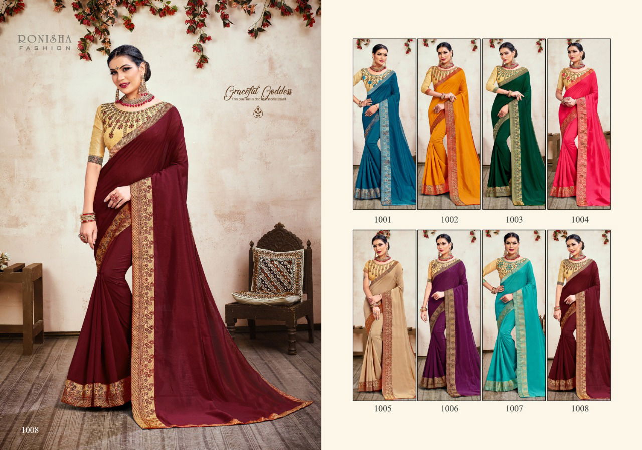 Ronisha Jhumki Fancy Designer Festive Wear Vichitra Silk Sarees Collection